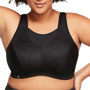 GLAMORISE SPORT black no bounce cami full figure wirefree sports bra NWOT